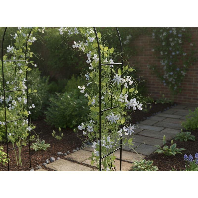 Pergola ogrodowa metalowa łuk uchwyt na róże kwiaty pnącza 240cm zielony - obrazek 5