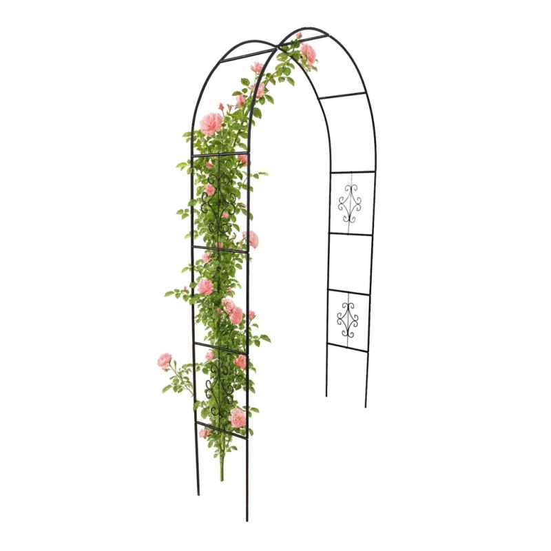 Pergola ogrodowa metalowa łuk uchwyt na róże kwiaty pnącza 240cm zielony