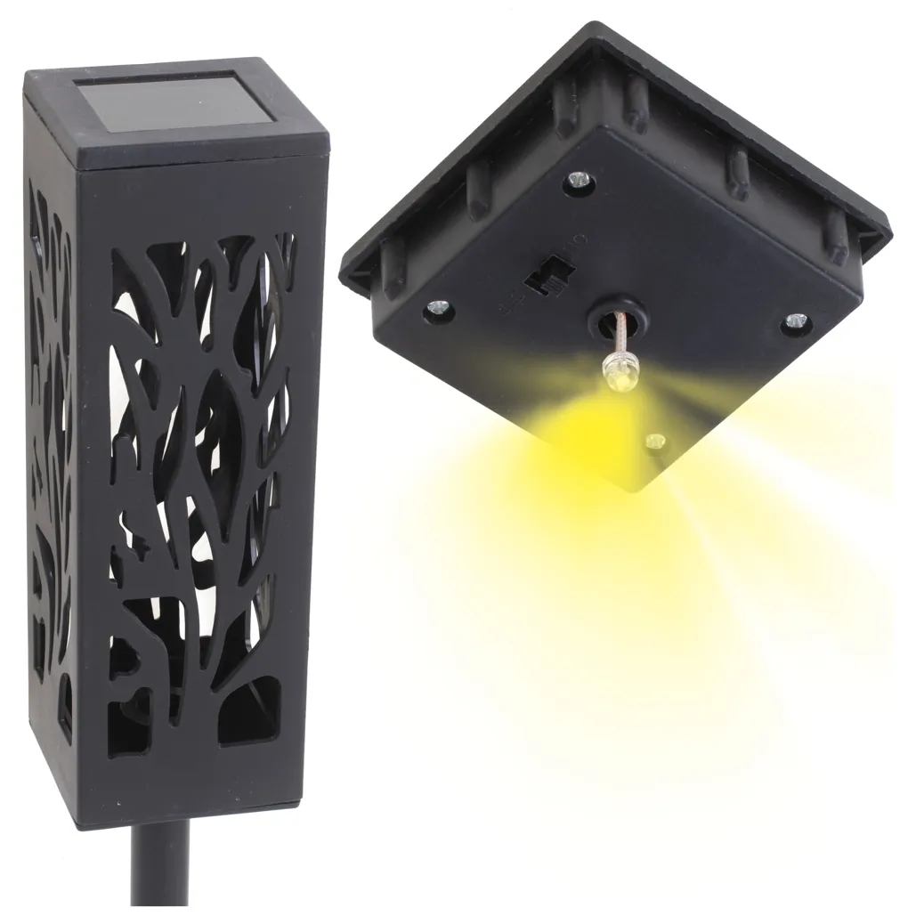 Lampa solarna ogrodowa ażurowa latarenka lamion LED czujnik zmierzchu wbijana 4szt. - obrazek 2