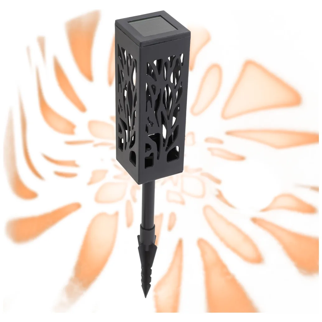 Lampa solarna ogrodowa ażurowa latarenka lamion LED czujnik zmierzchu wbijana 4szt. - obrazek 4