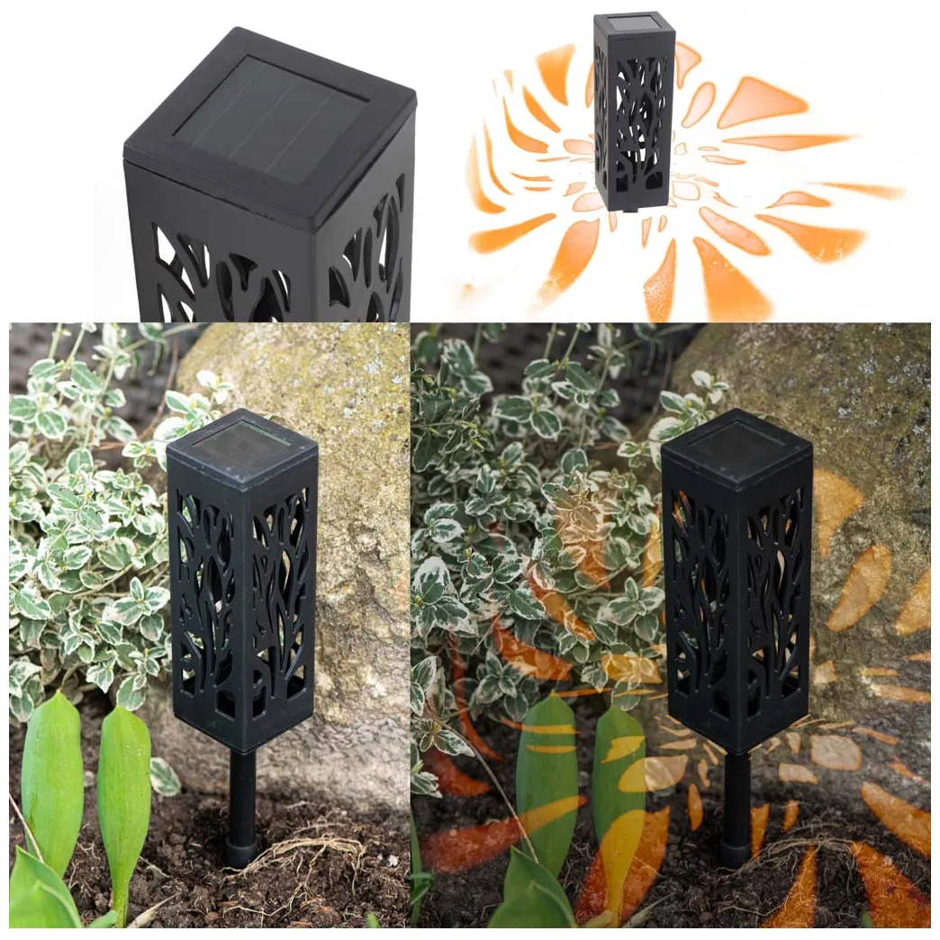 Lampa solarna ogrodowa ażurowa latarenka lamion LED czujnik zmierzchu wbijana 4szt. - obrazek 6