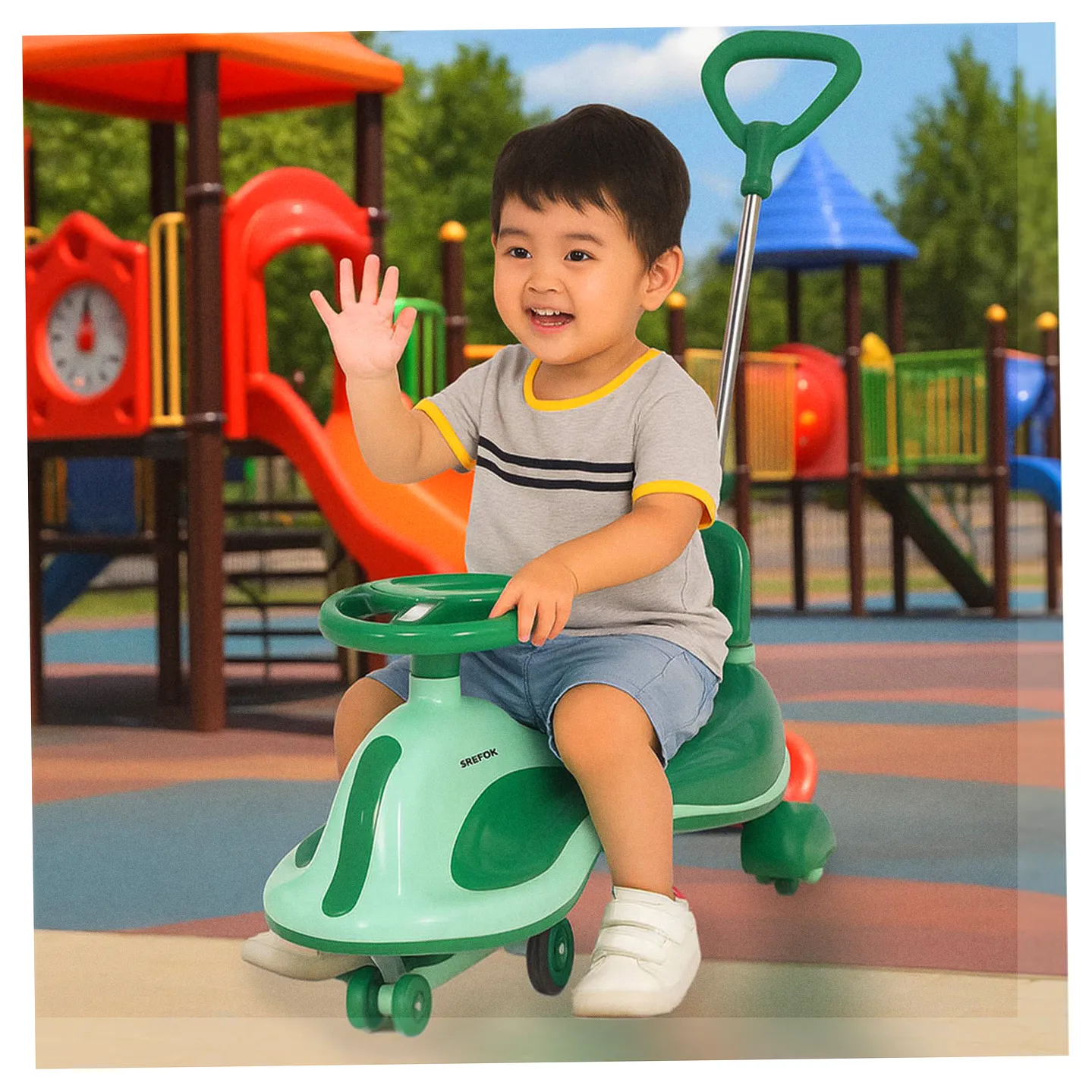 Jeździk grawitacyjny LED Swing FIX S2 skuter z rączką zielony max 100kg - obrazek 11