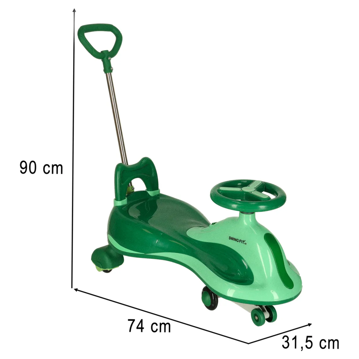 Jeździk grawitacyjny LED Swing FIX S2 skuter z rączką zielony max 100kg - obrazek 12