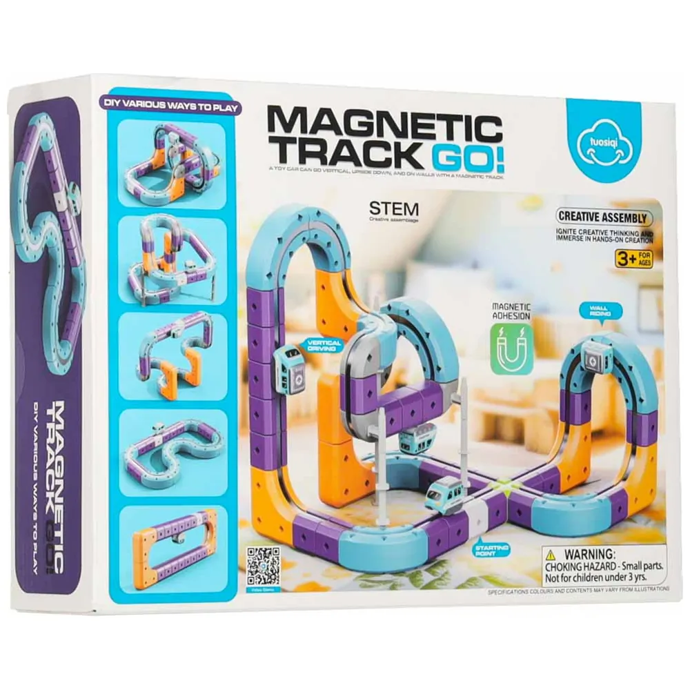 Klocki magnetyczne konstrukcyjne tor wyścigowy auto 87 elementów - obrazek 14