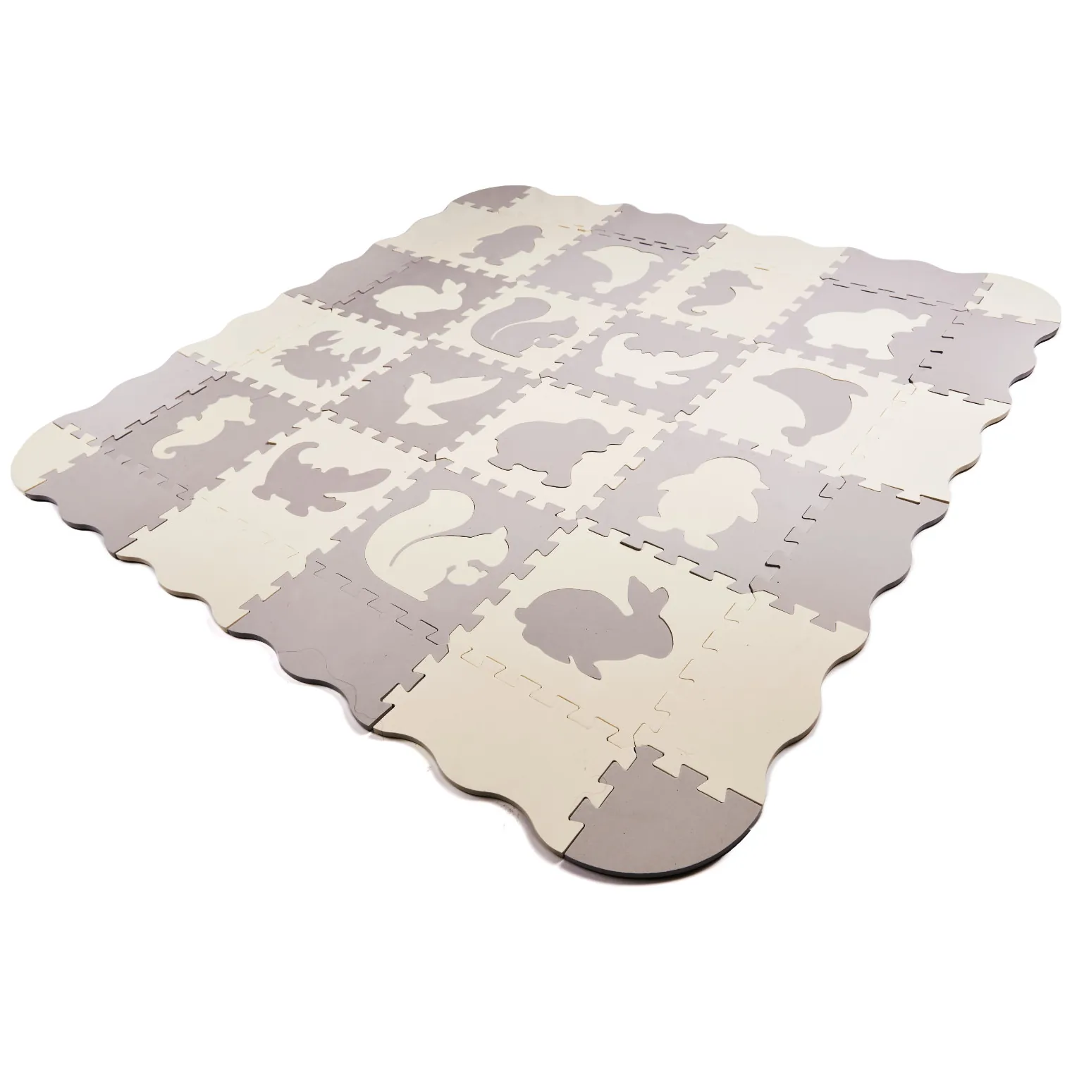 Mata edukacyjna piankowa puzzle szara ecru 36 elementów 150x150cm - obrazek 6