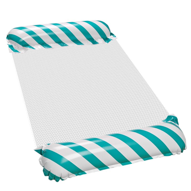 Materac dmuchany plażowy hamak wodny leżak fotel krzesło do pływania basenu niebieski - obrazek 2