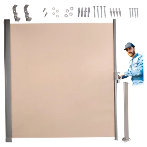 Markiza boczna tarasowa LUARO parawan zwijany 180 x 400 cm beżowy