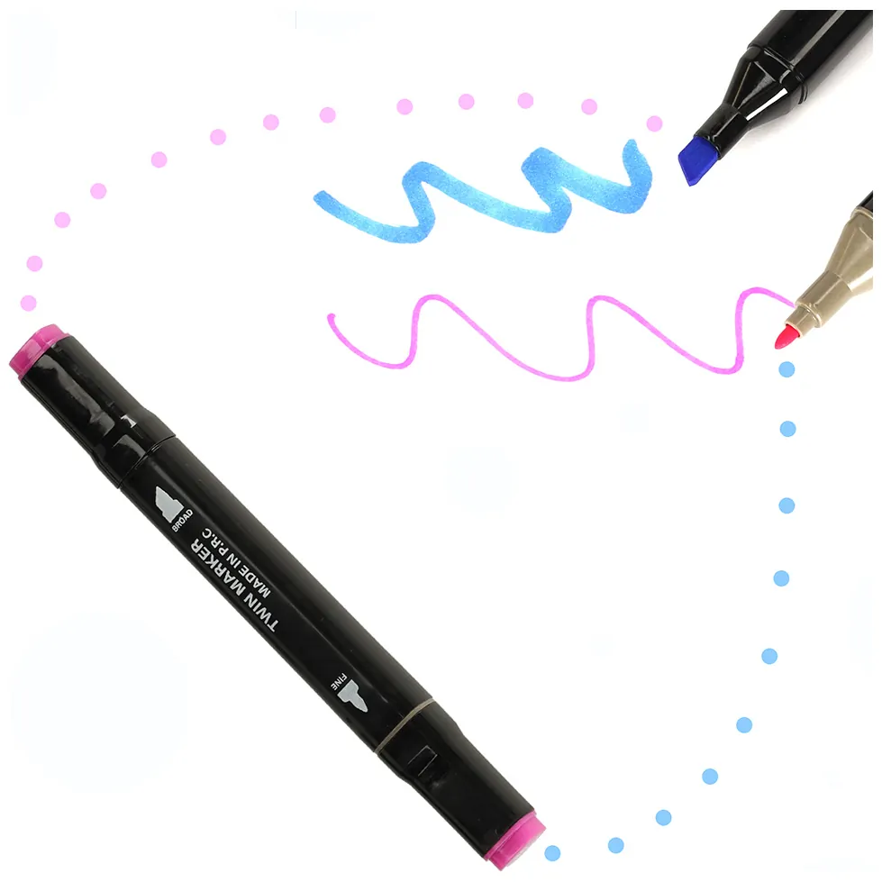 Markery dwustronne mazaki alkoholowe w etui 120 + podstawka - obrazek 2