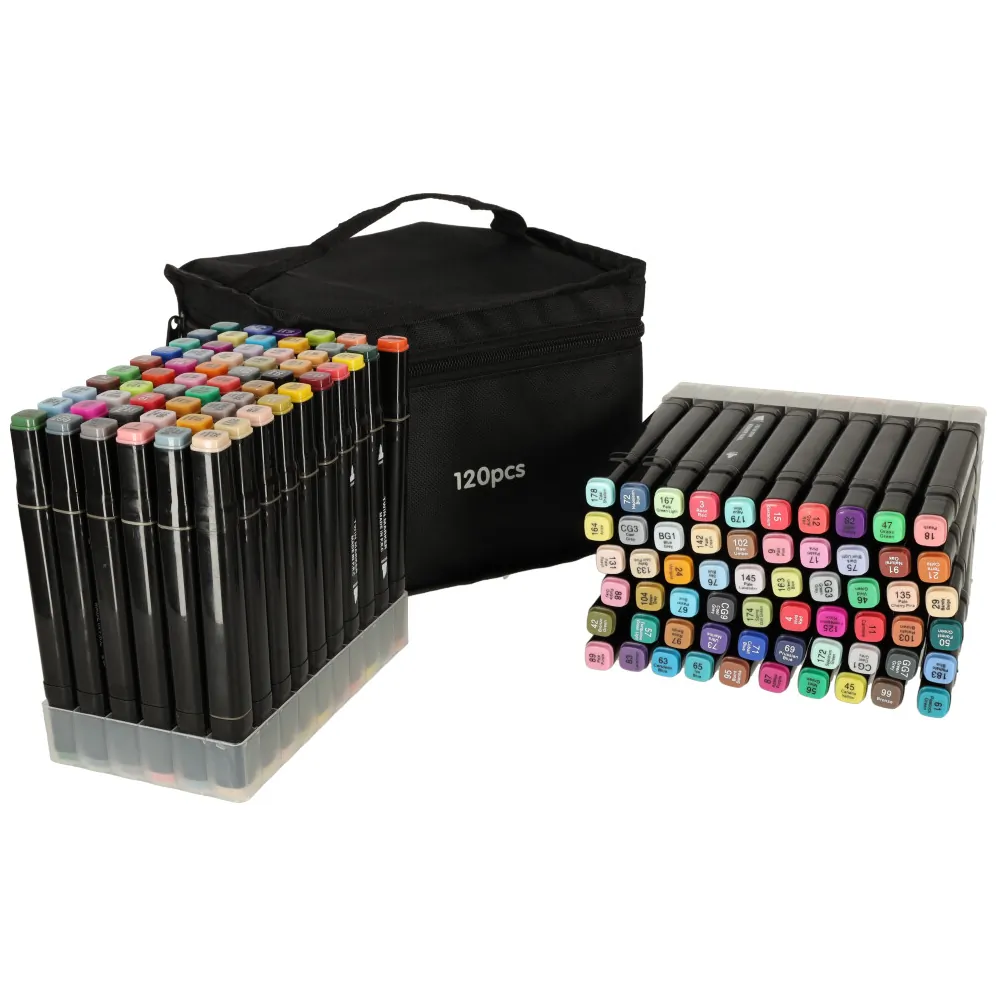 Markery dwustronne mazaki alkoholowe w etui 120 + podstawka - obrazek 7