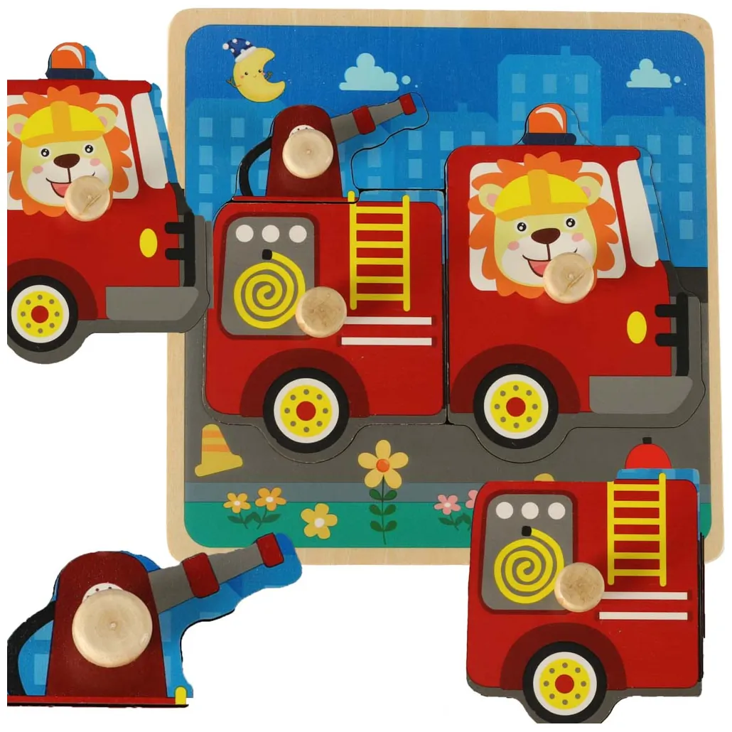 Puzzle drewniane sorter układanka straż pożarna - obrazek 5