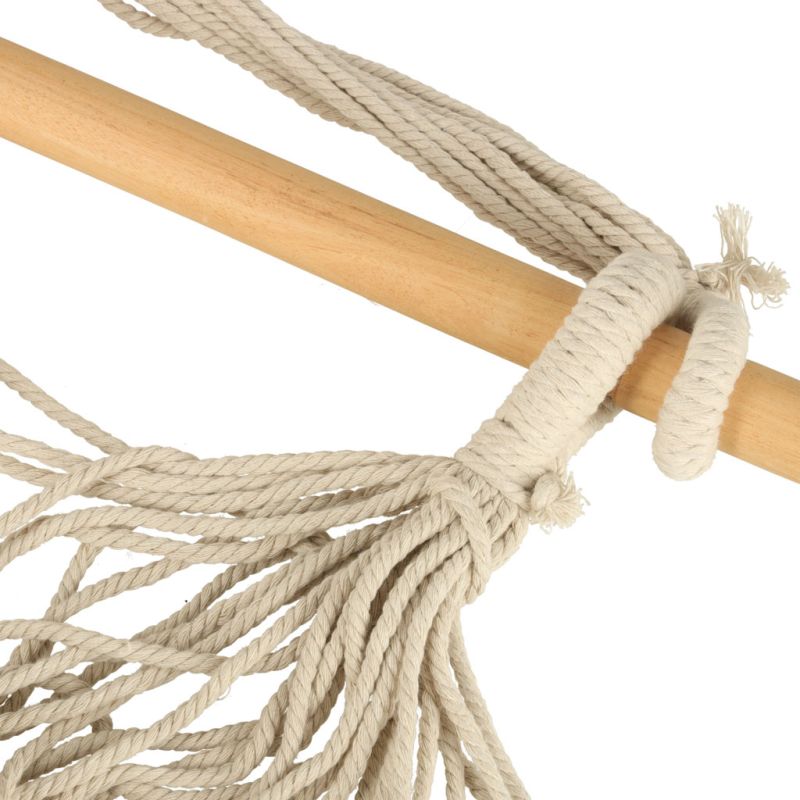 Krzesło brazylijskie z podnóżkiem leżak wiszący huśtawka 130cm beż - obrazek 7