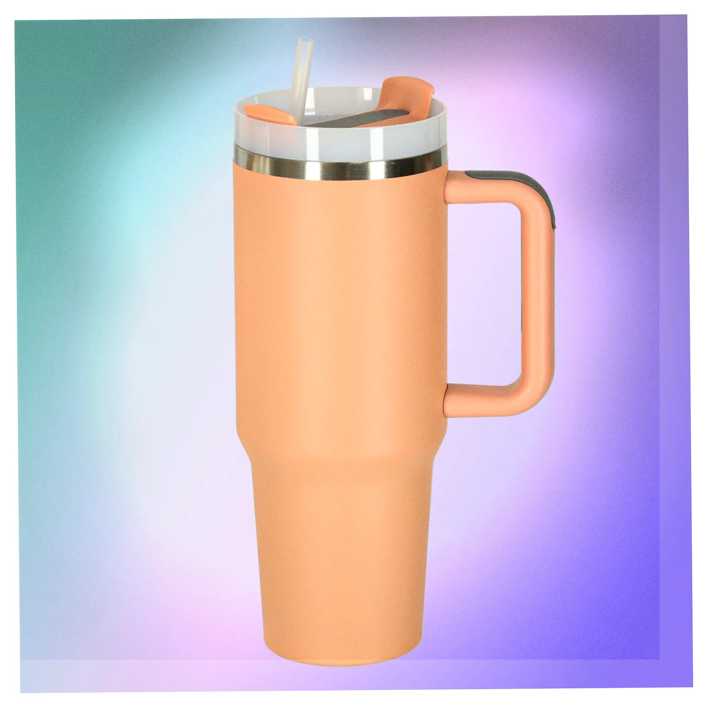 Kubek termiczny ze słomką i uchwytem termos 1200ml róż pudrowy - obrazek 11