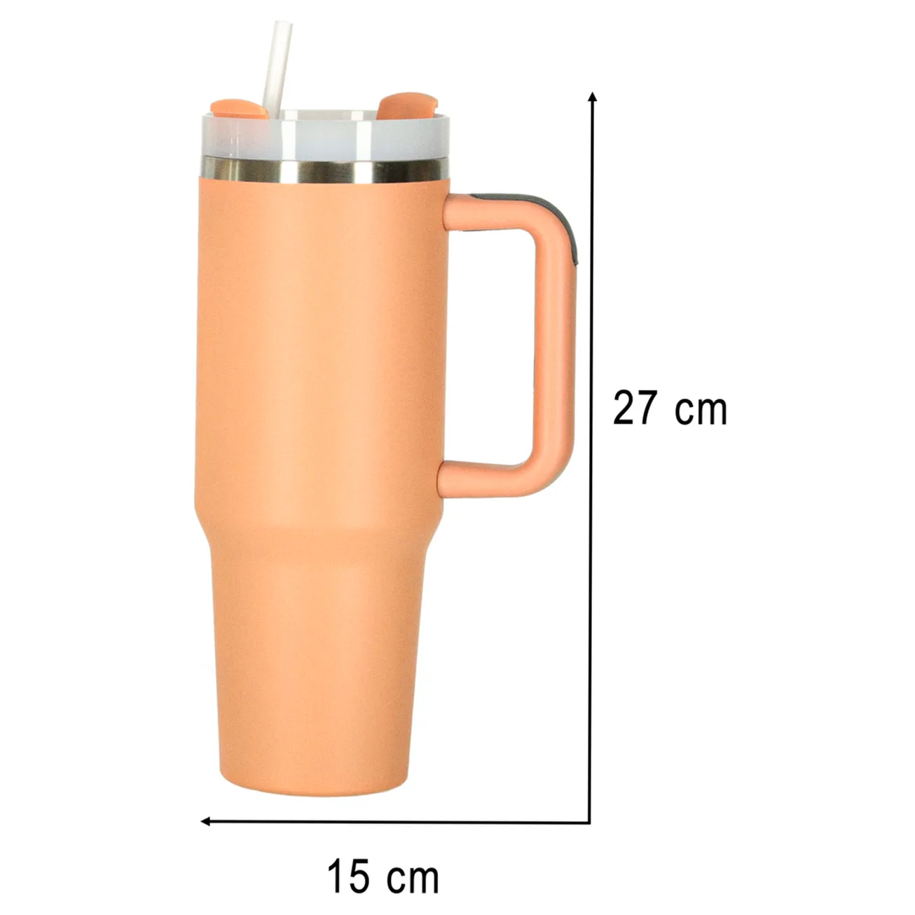 Kubek termiczny ze słomką i uchwytem termos 1200ml róż pudrowy - obrazek 12