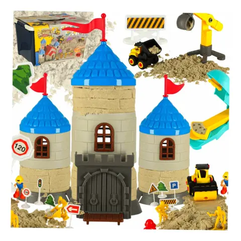 Piasek dla dzieci 1100g zamek pojazdy foremki figurki zestaw kreatywny