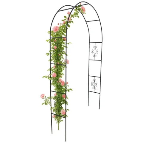 Pergola ogrodowa metalowa łuk uchwyt na róże kwiaty pnącza 240cm zielony