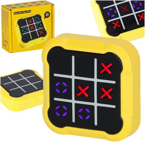 Kółko krzyżyk gra elektroniczna logiczna tic tac toe konsola przenośna żółta