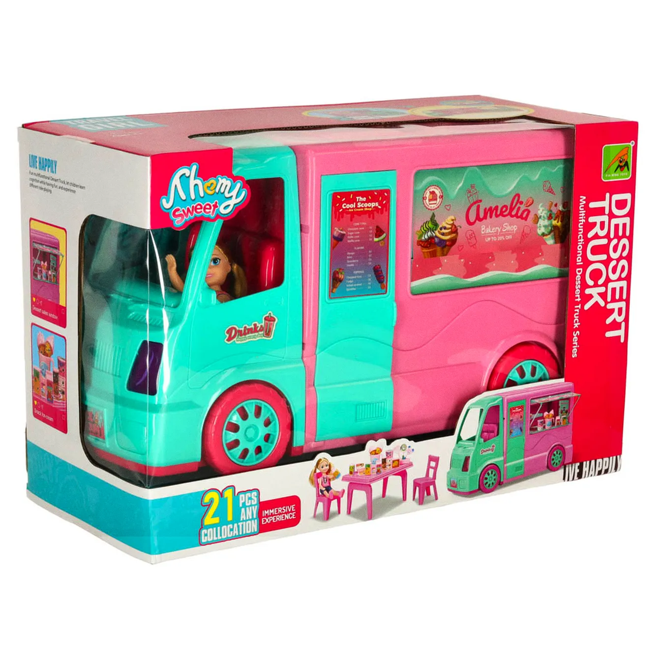 Samochód dla lalek kamper food truck zestaw 21 el. - obrazek 10