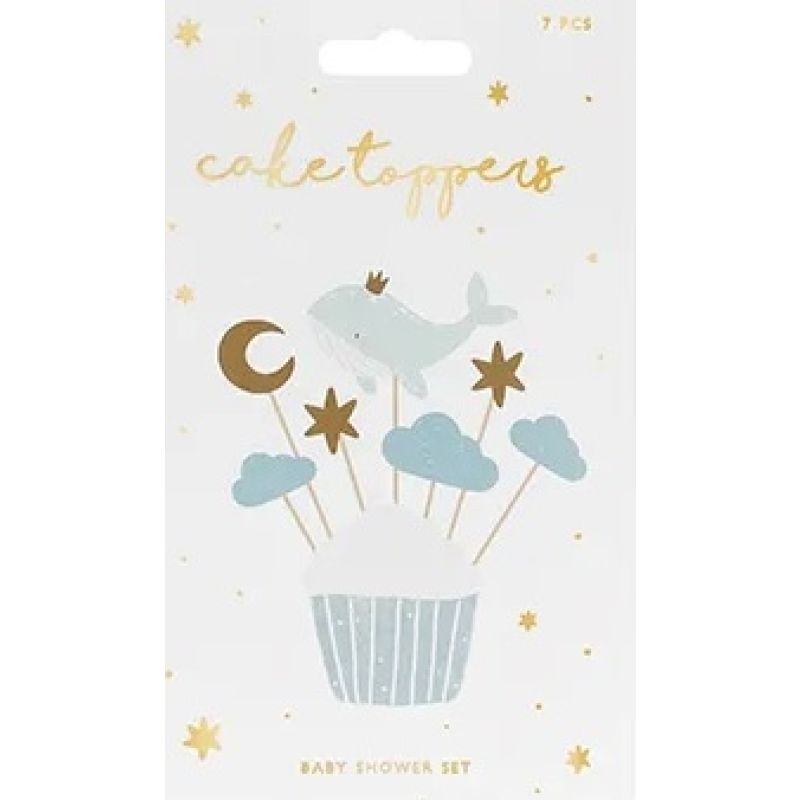 Dekoracje do muffinek babeczek - Wieloryb 11cm-13,5cm 7 sztuk - obrazek 3