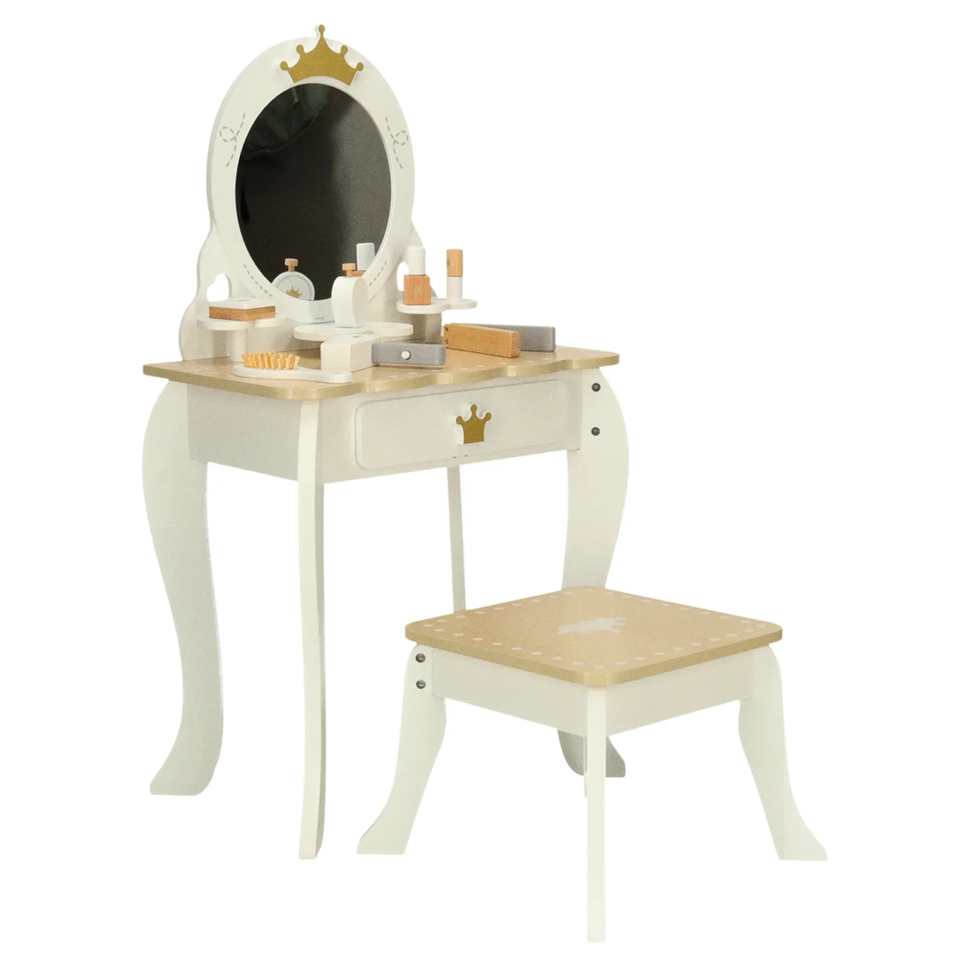 Toaletka drewniana dla dziewczynki LULILO Bella lustro taboret akcesoria