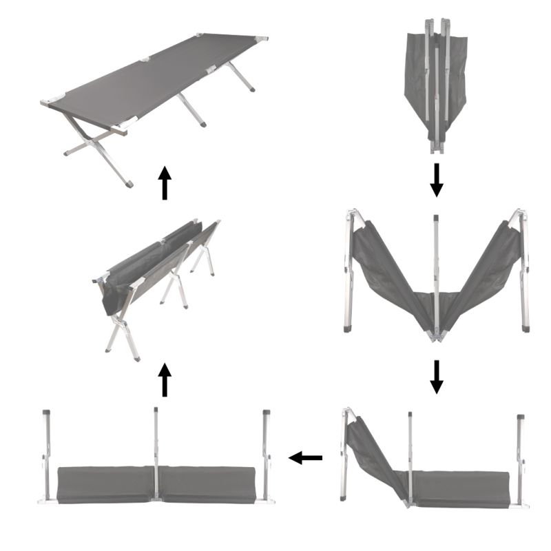 Łóżko polowe LUARO składane turystyczne kanadyjka czarne 150kg - obrazek 2