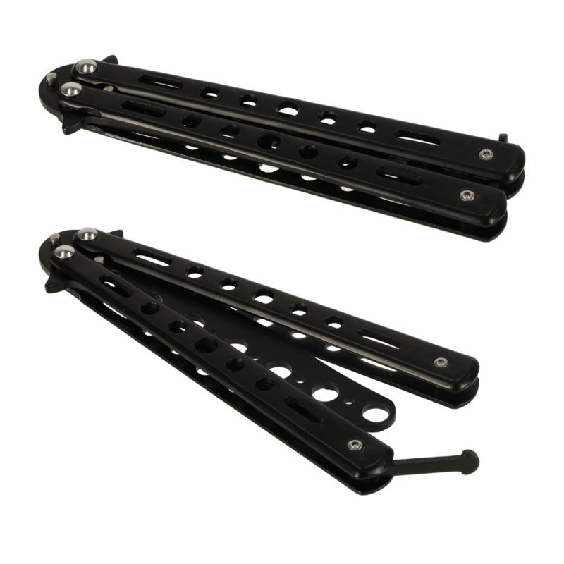 Nóż motylkowy motylek treningowy tępy do treningu składany ćwiczeń czarny - obrazek 4