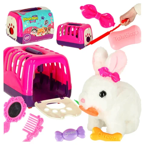 Królik króliczek z marchewką pluszowy chodzi rusza uszami