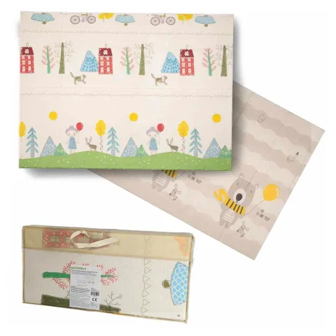 Mata edukacyjna piankowa dwustronna składana 150x200cm drzewa misie