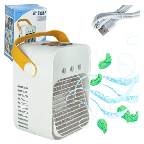 Klimator przenośny klimatyzer biurkowy mini klimatyzator na wodę 3w1 USB LED