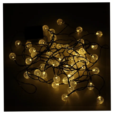 Lampki ogrodowe solarne kulki 7m 50LED ciepły biały