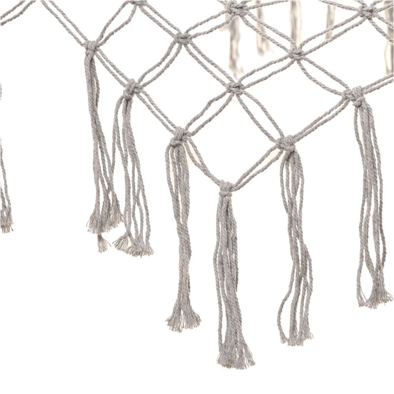 Hamak ogrodowy boho siatka frędzle leżak wiszący makrama 200cm Szary - obrazek 5