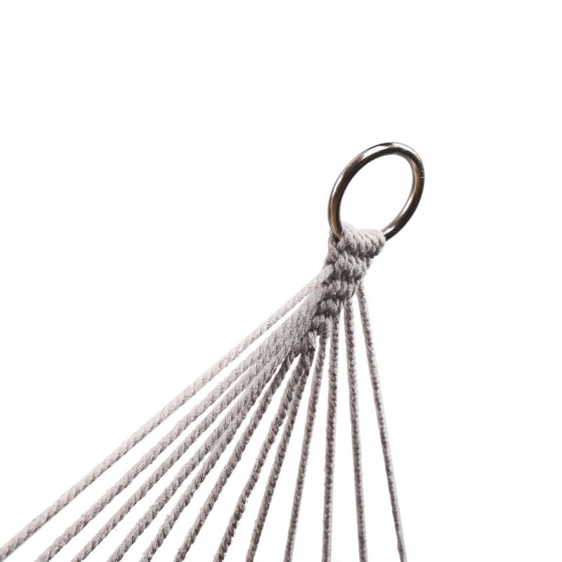 Hamak ogrodowy boho siatka frędzle leżak wiszący makrama 200cm Szary - obrazek 6