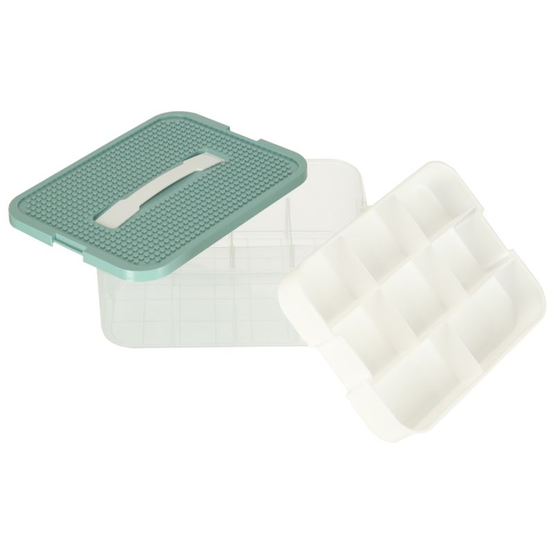 Organizer pudełko pojemnik na klocki zabawki drobiazgi z pokrywą przegródkami - obrazek 9