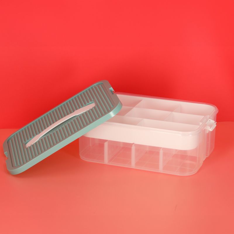 Organizer pudełko pojemnik na klocki zabawki drobiazgi z pokrywą przegródkami - obrazek 10