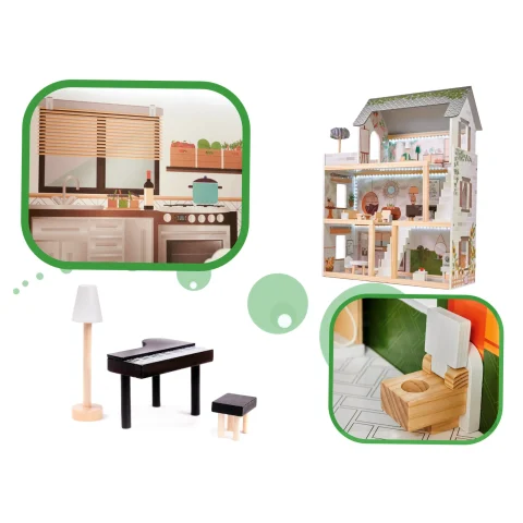 Domek dla lalek drewniany LULILO FLORO boho LED 78cm