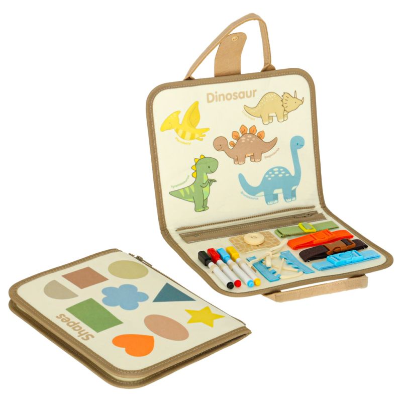 Tablica manipulacyjna sensoryczna montessori walizka dinozaury - obrazek 4