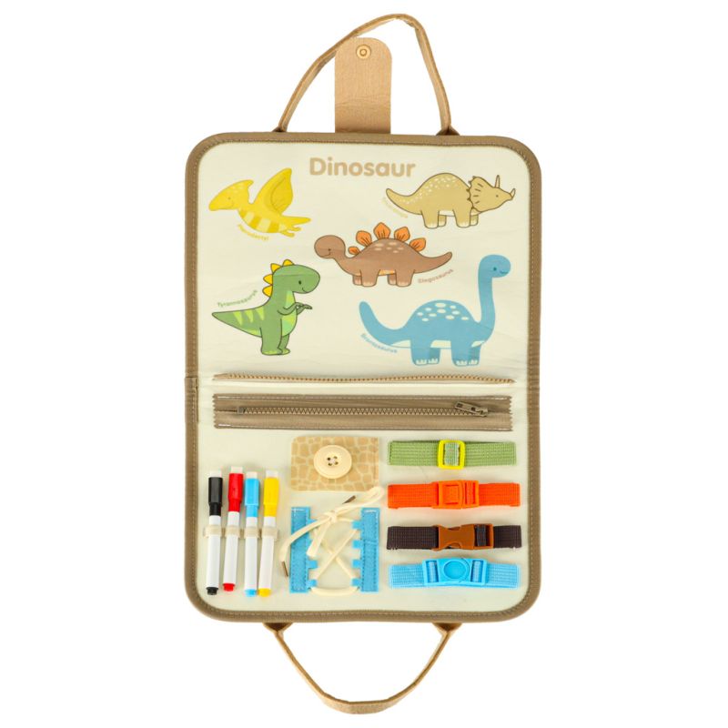 Tablica manipulacyjna sensoryczna montessori walizka dinozaury - obrazek 5
