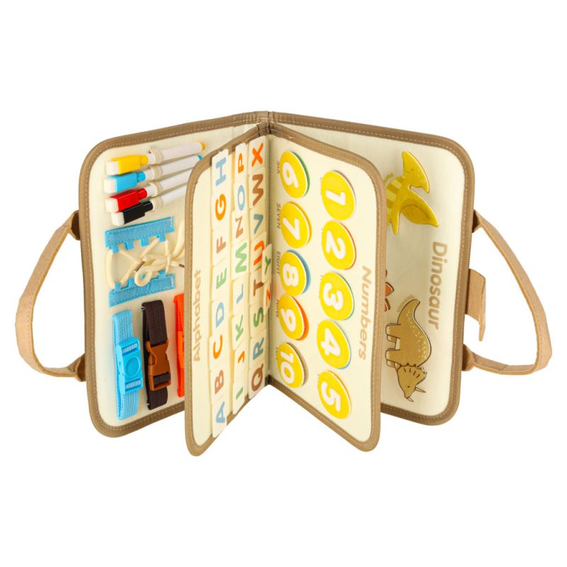 Tablica manipulacyjna sensoryczna montessori walizka dinozaury - obrazek 10