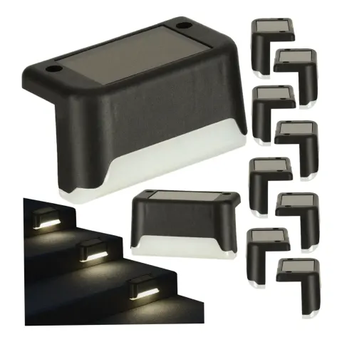 Lampa solarna schodowa ogrodowa zewnętrzna LED na schody czujnik zmierzchu 8 sztuk