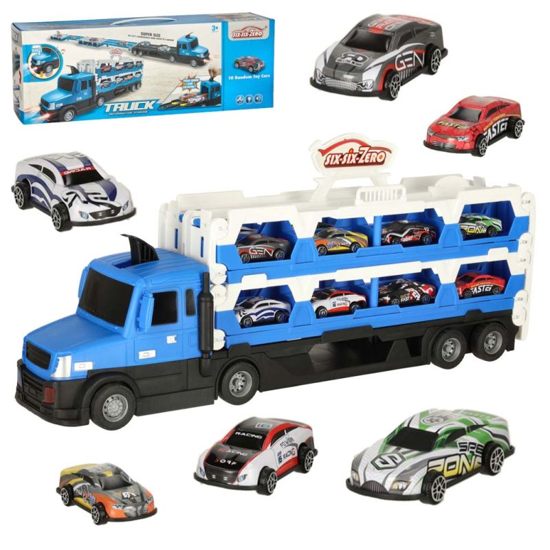 TIR Laweta samochód transporter pojazd składany XXL 10 aut niebieski - obrazek 9