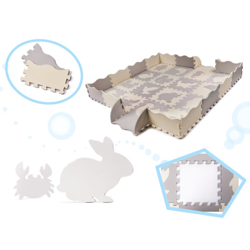 Mata edukacyjna piankowa puzzle szara ecru 36 elementów 150x150cm - obrazek 2