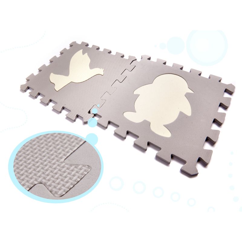 Mata edukacyjna piankowa puzzle szara ecru 36 elementów 150x150cm - obrazek 4