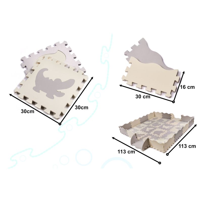 Mata edukacyjna piankowa puzzle szara ecru 36 elementów 150x150cm - obrazek 10