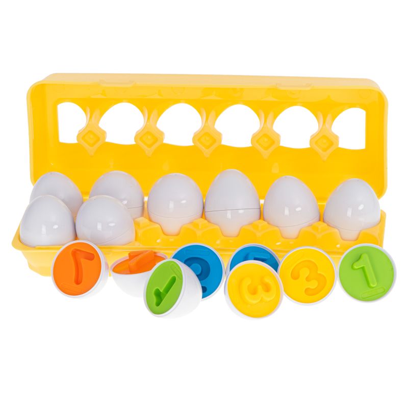Układanka edukacyjna sorter dopasuj kształty cyferki jajka 12 sztuk - obrazek 3