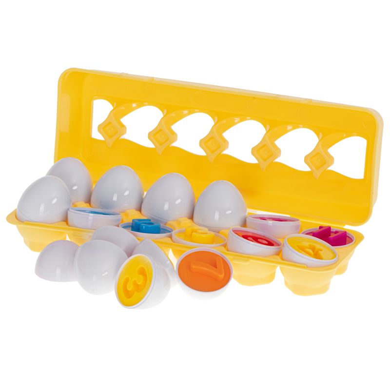 Układanka edukacyjna sorter dopasuj kształty cyferki jajka 12 sztuk - obrazek 5