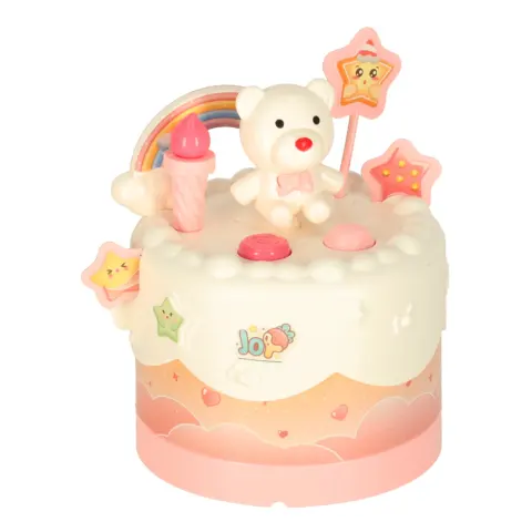 Tort urodzinowy piętrowy do krojenia na rzepy muzyka światła kuchnia 16 elementów różowy