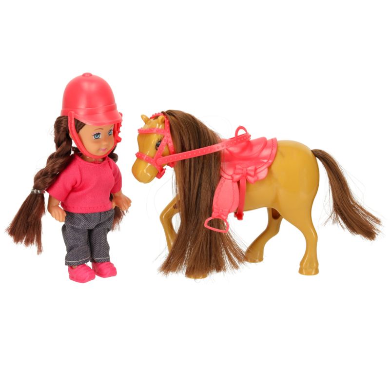 Lalka z konikiem kucykiem dziewczynka zestaw 5 elementów - obrazek 2