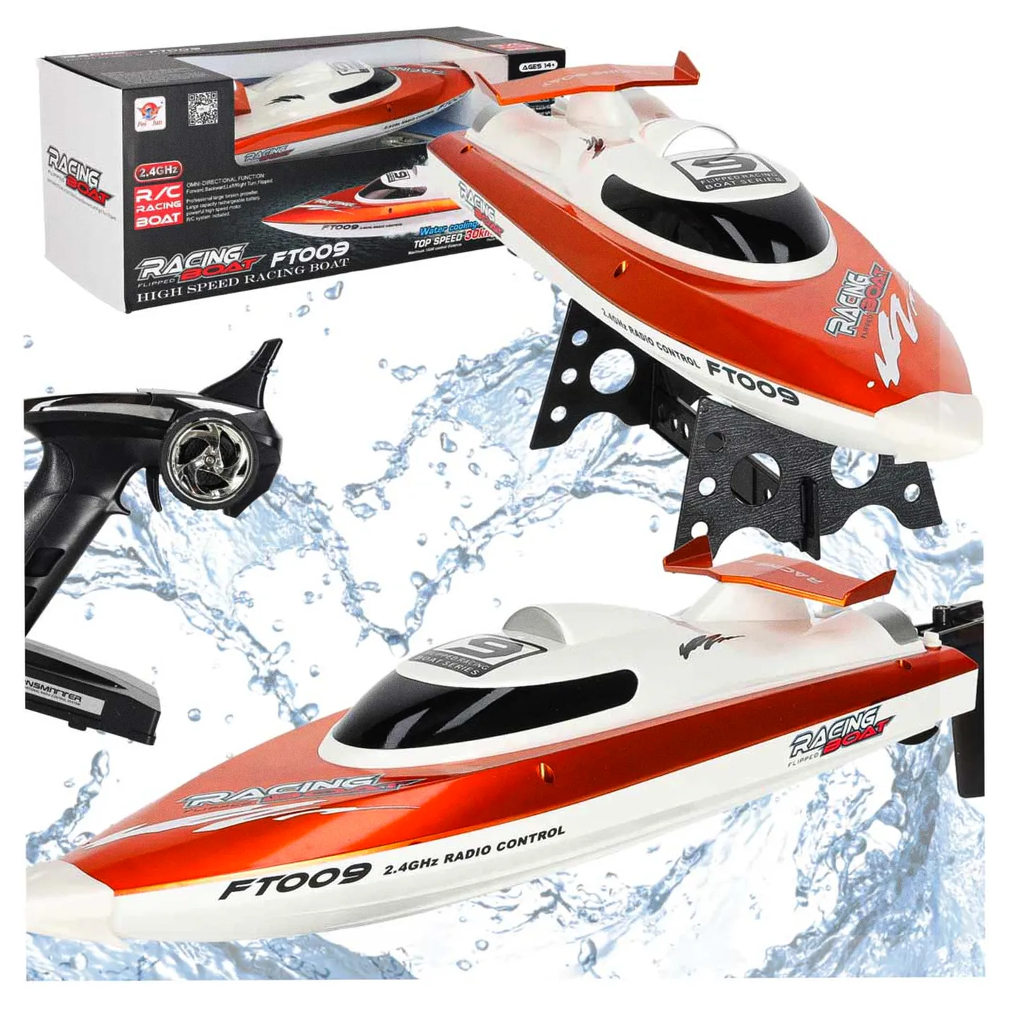 Łódź zdalnie sterowana na pilota RC FT009 pomarańczowa