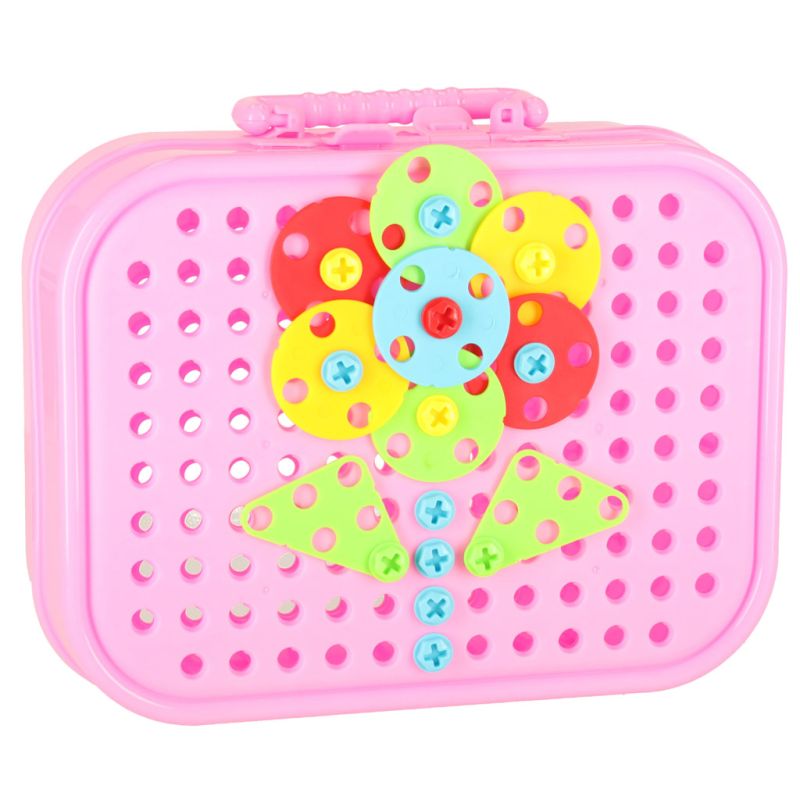 Klocki konstrukcyjne układanka w walizce kreatywna mozaika + wkrętarka jednorożec - obrazek 3