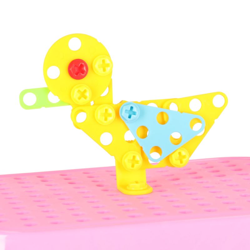 Klocki konstrukcyjne układanka w walizce kreatywna mozaika + wkrętarka jednorożec - obrazek 5