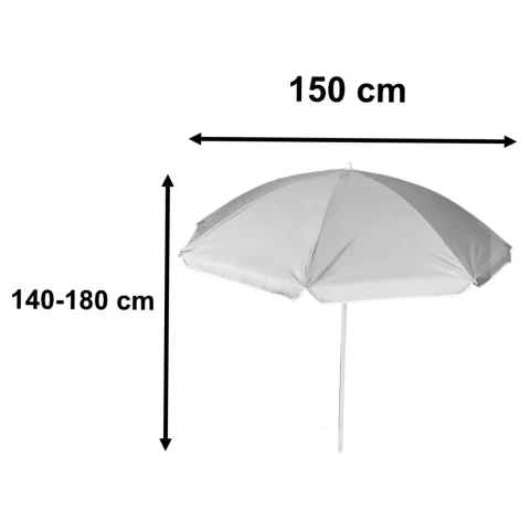 Parasol ogrodowy plażowy regulowany łamany składany UV 150cm szary